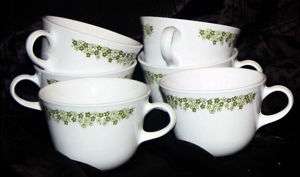 Corelle Crazy Daisy/ Spring Blossom Green Coffee Cups  