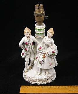 Antique CERAMIC Table Lamp French Figurines Foreign  