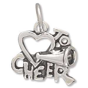   Silver Charm Pendant (Heart) Love to Cheer with Megaphone Jewelry