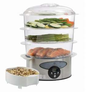  Master Chef MCSD3 3 Tier Stainless Steel Food Steamer, 9.6 