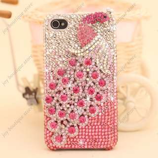 Pink 3D peacock Bling Crystal full rhinestone hard Case Cover for 