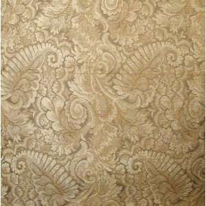  54 Wide Chenille Fabric Leaves Beige/Mist By The Yard 