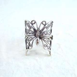  Sterling Silver Filigree Butterfly Ring Clothing