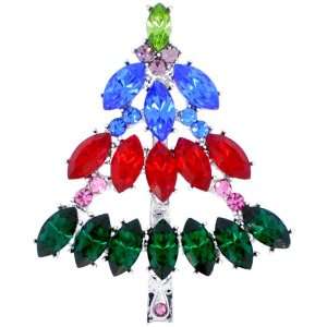    Austrian Crystal Christmas Tree Christmas Gift Pin Brooch Jewelry