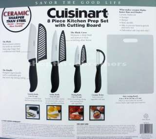 New 8 Piece Cuisinart Ceramic Knife Kitchen Prep Set With Cutting 