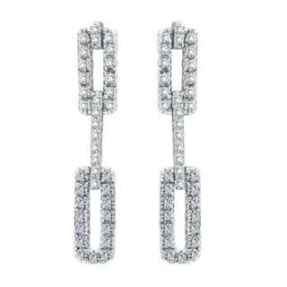 00ct Diamond Drop Dangling Modern Dangle Earrings 14K White Gold 