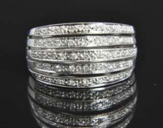   .25 CT Diamond Pave Wide Cigar Dome Open Band Cocktail Ring 7  