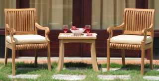Avignon Grade A Teak 3pc Dining Chair Side End Table Set Outdoor 