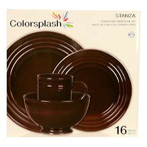   Colorsplash Stanza Stoneware 16pc Dinnerware Set Brown color  