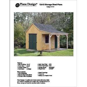  12 X 12 Cottage Shed with Porch Project Plans  Design 