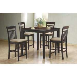 5pc Cappuccino Finish Counter Height Dining Table and 4 