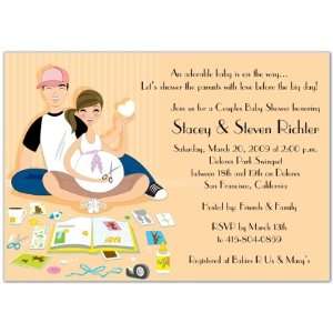    Baby Scrappin Couple Baby Shower Invitations   Set of 20 Baby