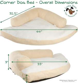 TAN WASHABLE LARGE PET CORNER DOG BED 44 DELUXE CAT CUSHION PILLOW 