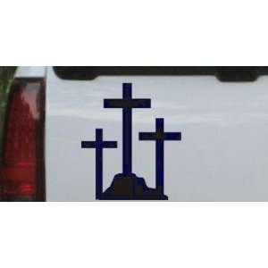 Three Crosses Christian Car Window Wall Laptop Decal Sticker    Navy 
