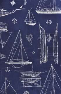 vtg 70s NAUTICAL LINE DRAWN BOATS sailor HIGH WAIST cotton dress maxi 