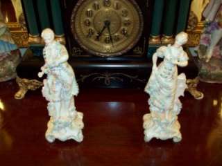 ANTIQUE VINTAGE DRESDEN FIGURINE COUPLE MARKED GERMANY WITH A CROWN 