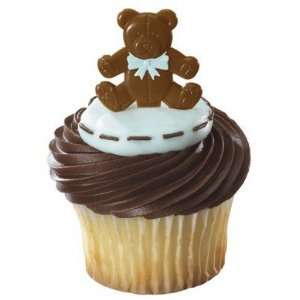Boy Bear Baby Shower Cupcake Toppers   24 Picks