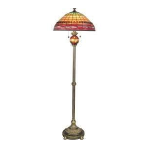 Dale Tiffany TF60036 Tiffany Floor Lamp, Classical Brass and Art Glass 