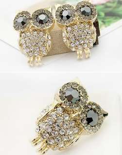 Full Crystal CZs Owl Cute Korean Fashion Earrings Z388  