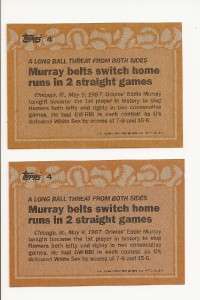 88 Topps #4 Eddie Murray ERROR card + CORRECTED Baltimore Orioles 