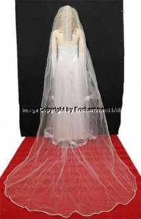 1T Ivory Wedding Bridal Cathedral Veil Rattail Edge, 25  