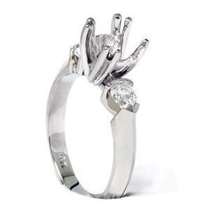  Pear Shape Diamond Engagement Mount Ring Setting 14K White 