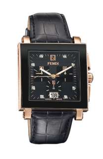 Fendi Chronograph Ceramic Watch with Leather Band  
