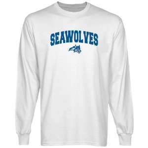  NCAA Stony Brook Seawolves White Logo Arch Long Sleeve T 