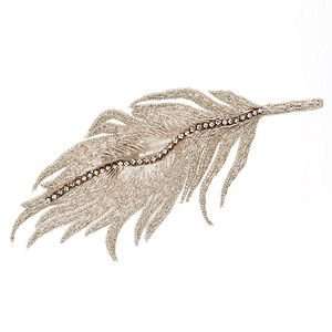  Colette Malouf Embroidered Silk Feather Snap Clip, Silver 