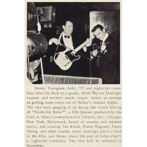  1966 Print Henny Youngman Waylon Jennings Fiddle Guitar 