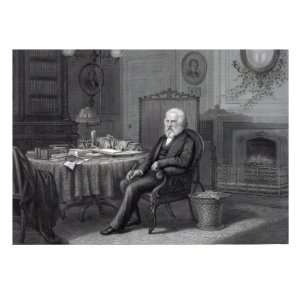 Henry Wadsworth Longfellow American Poet in His Study Premium Poster 