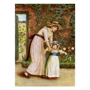 Two girls in a garden by Kate Greenaway Premium Giclee Poster Print 
