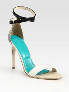 Tibi   Amber Colorblock Leather Python Print Sandals    