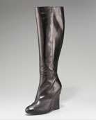 Ash Leather Wedge Knee Boot   