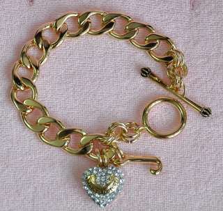   Authentic Juicy Couture Pave Gold Starter Crystal Heart Charm Bracelet