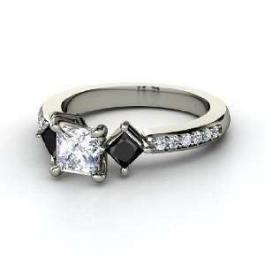  Caroline Ring, Princess Diamond Palladium Ring with Black 