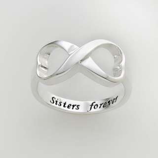 Kohls   Sterling Silver Sisters Forever Double Heart Infinity Ring 
