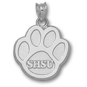 Sam Houston Bearkats 5/8in Sterling Silver Paw Pendant