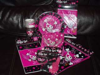 Pink Pirate Girl Birthday Party Tableware ALL Items  