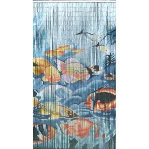  Tropical Fish Serenity Bamboo Painted Beaded Curtain
