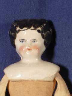 ANTIQUE FLAT TOP China Head Doll 9 1860s Civil War Era FLAT SOLE 