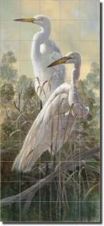 Binks Egrets Wildlife Art Decor Ceramic Tile Mural  