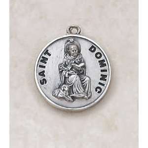  Sterling Silver St. Dominic with 20 Chain, 3/4 Diam 