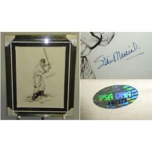Stan Musial Framed Signed Cardinals 18x24 Print PSA COA   Autographed 