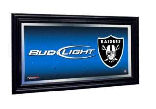 Oakland Raiders Bud Light Beer NFL Framed Mirror  