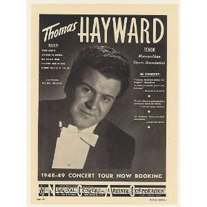  1948 Opera Tenor Thomas Hayward Photo Booking Print Ad 