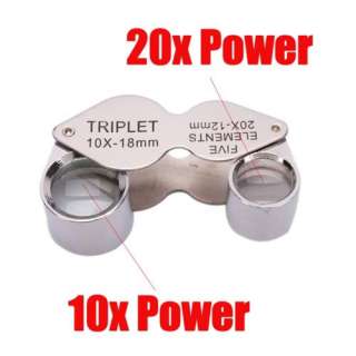 10x20x Dual Jewelers Eye Loupe Magnifying Magnifier gem  