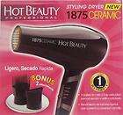 HOT BEAUTY STYLING DRYER 1875 CERAMIC LIGHTWEIGHT W/2 ATTACHMENTS 