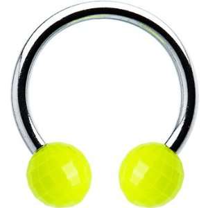  Yellow Neon Disco Ball Horseshoe Circular Barbell Jewelry