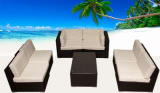 Lanai Outdoor Furniture 7 pc Patio Sectional Wicker Sofa Couch Set 